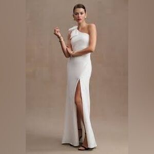 NWT Ieena Mac Duggal Tatum One Shoulder White Gown Bridal Formal‎ Sz 8